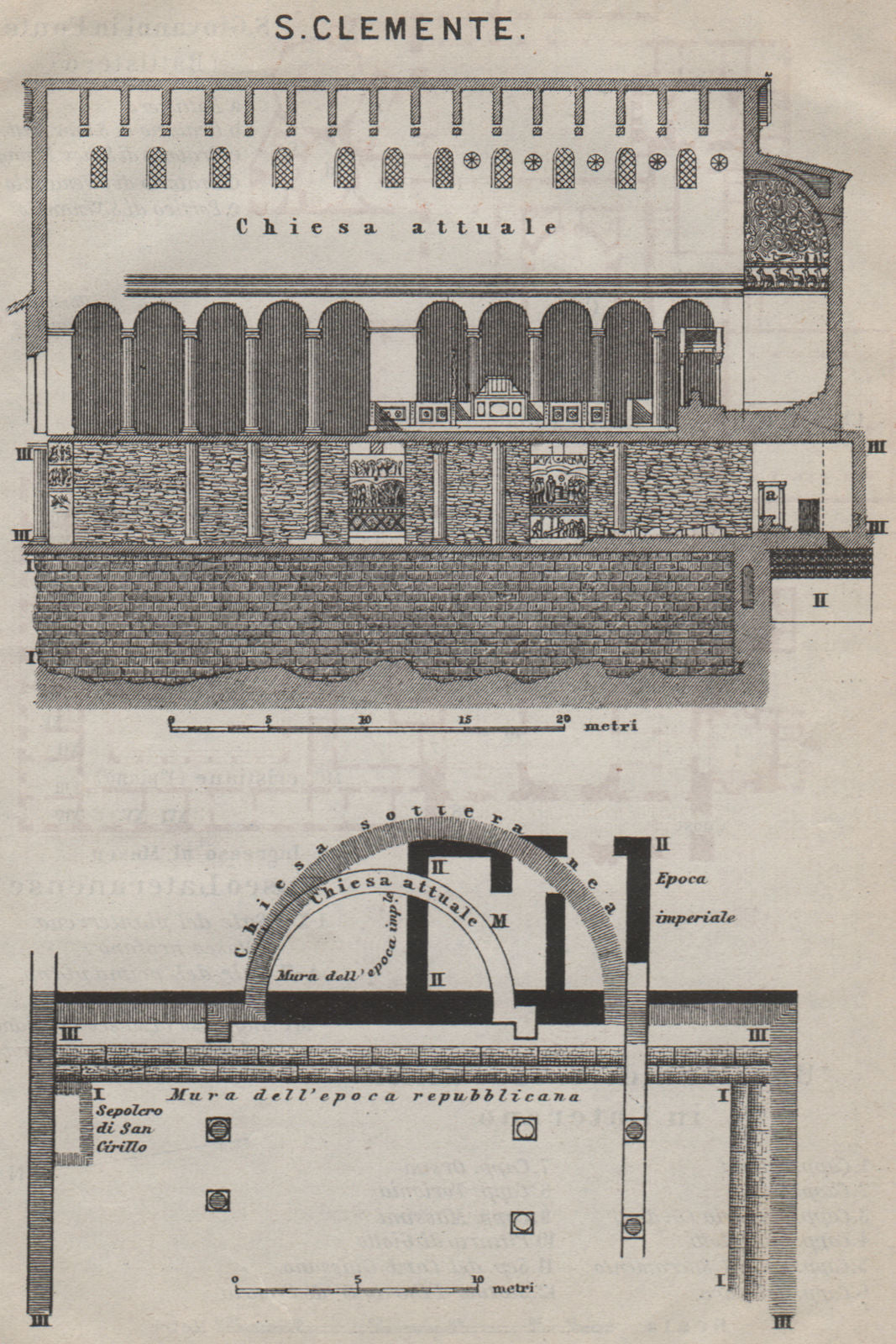 Basilica di SAN CLEMENTE al Laterano. Saint Clement. Rome Roma mappa 1909